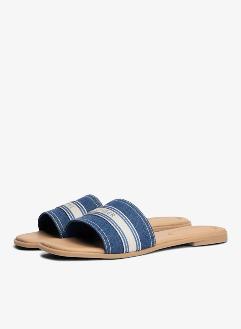 TOMMY HILFIGER Denim Canvas Denim Webbing Strap Mules for Women | Best Price UAE